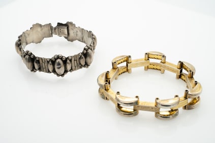 Two Vintage Retro Sterling Silver Ornate Bracelets
