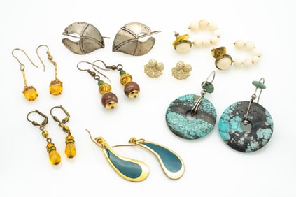 Group of 8 Pairs of Assorted Earrings incl Laura Burch