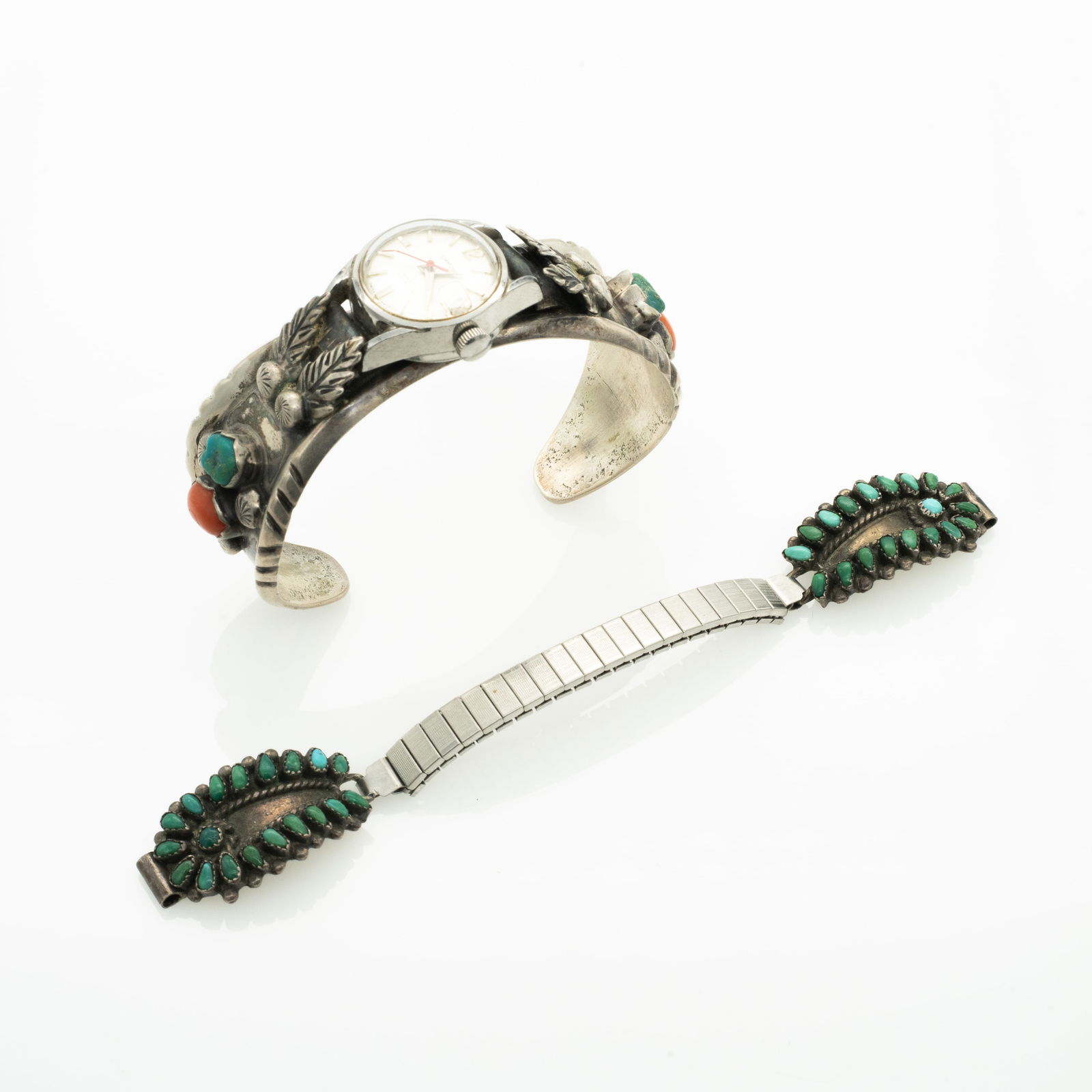 Lot of 2, Native American Sterling Silver Turquoise Watch Bands EPL Zuni Navajo Pawn (1 of 7)