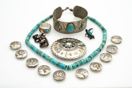 Lot of Native American Sterling Silver and Turquoise Jewelry