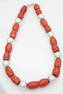 Large Chunky Sterling Silver and Coral Beaded Necklace, Mexico