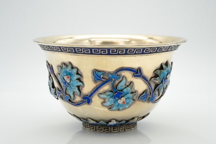 Chinese Export Silver & Enamel Bowl