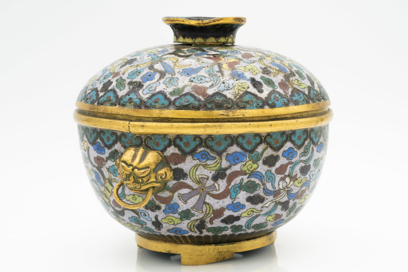 Antique Cloisonne Tureen Covered Vessel: Lot 275 Antique Cloisonne Tureen Covered Vessel 5.25 x 5.5 in.