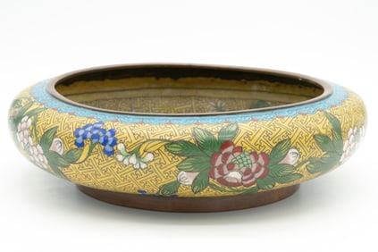 Vintage Cloisonne Low Bowl Signed