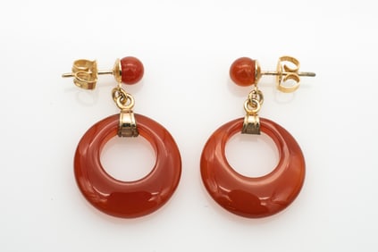 14k Gold and Carnelian Earrings