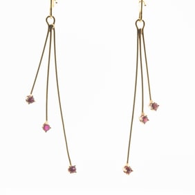 Vintage 14k Gold and Ruby Dangle Earrings