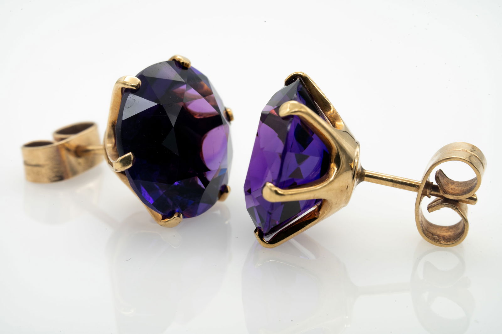 Vintage Large Retro 14k Gold and Amethyst Earrings (1 of 4)