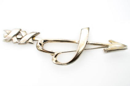 Tiffany & Co. Paloma Picasso, Heart & Arrow Kiss Sterling Silver Brooch