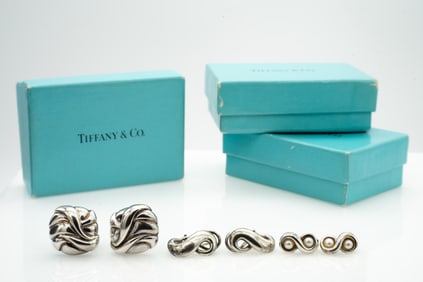 Lot of 3, Tiffany and Co. Pairs of Sterling Silver Earrings
