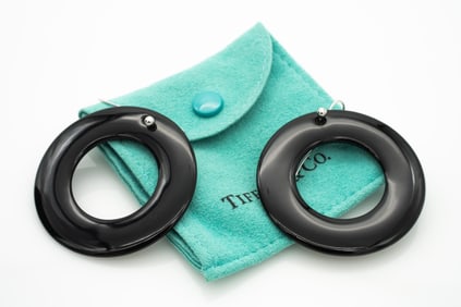 Tiffany and Co. Elsa Peretti Sevillana 18k White Gold and Black Laquer over Japanese Hardwood