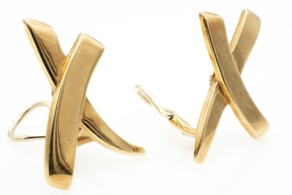 Tiffany & Co. Paloma Picasso, 1983 18k Gold X Kiss Earrings