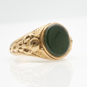 Vintage 18k Gold Tiffany and Co. Physicians Ring with Custom Engraving "Harry Sampers" Hardstone