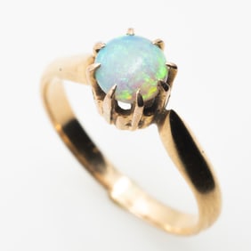 Antique 14k Gold Australian Boulder Opal Ring