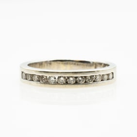 White Gold and Diamond Band, Ring Size 6