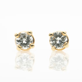 Pair of 14k Gold Diamond Solitaire 1/4 ct Stud Earrings