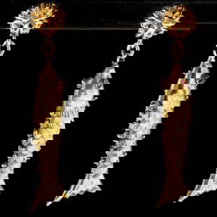 Vintage 14k Gold Articulating Jointed Fish Earrings: Lot 5 Vintage 14k Gold Articulating Jointed Fish Earrings Description: Stamped twice on each fish: 14K Each keeper stamped: 14KT Material: 14k Gold, Red brilliant Dimensions: Each Excluding Post