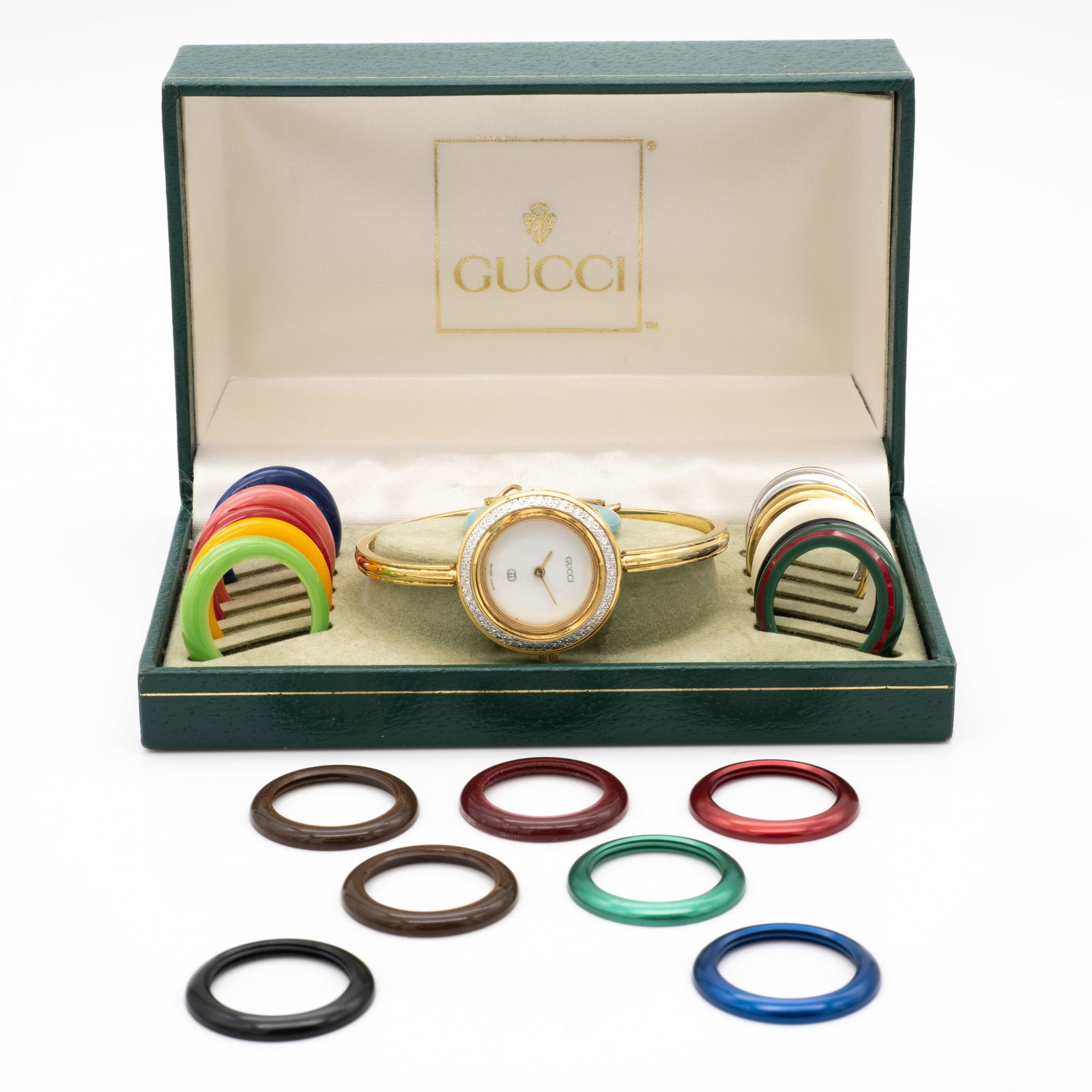 Vintage Gucci Interchangeable Bezel Watch with 18 Bezels (1 of 10)