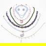 6 Vintage Mid-Century and Contemporary Semi Precious Stone Necklaces, Jade, Agate, Sterling Silver,