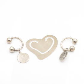 Lot of Tiffany Sterling Silver Peretti Heart Bookmark and 2 Key Rings (1 of 8)