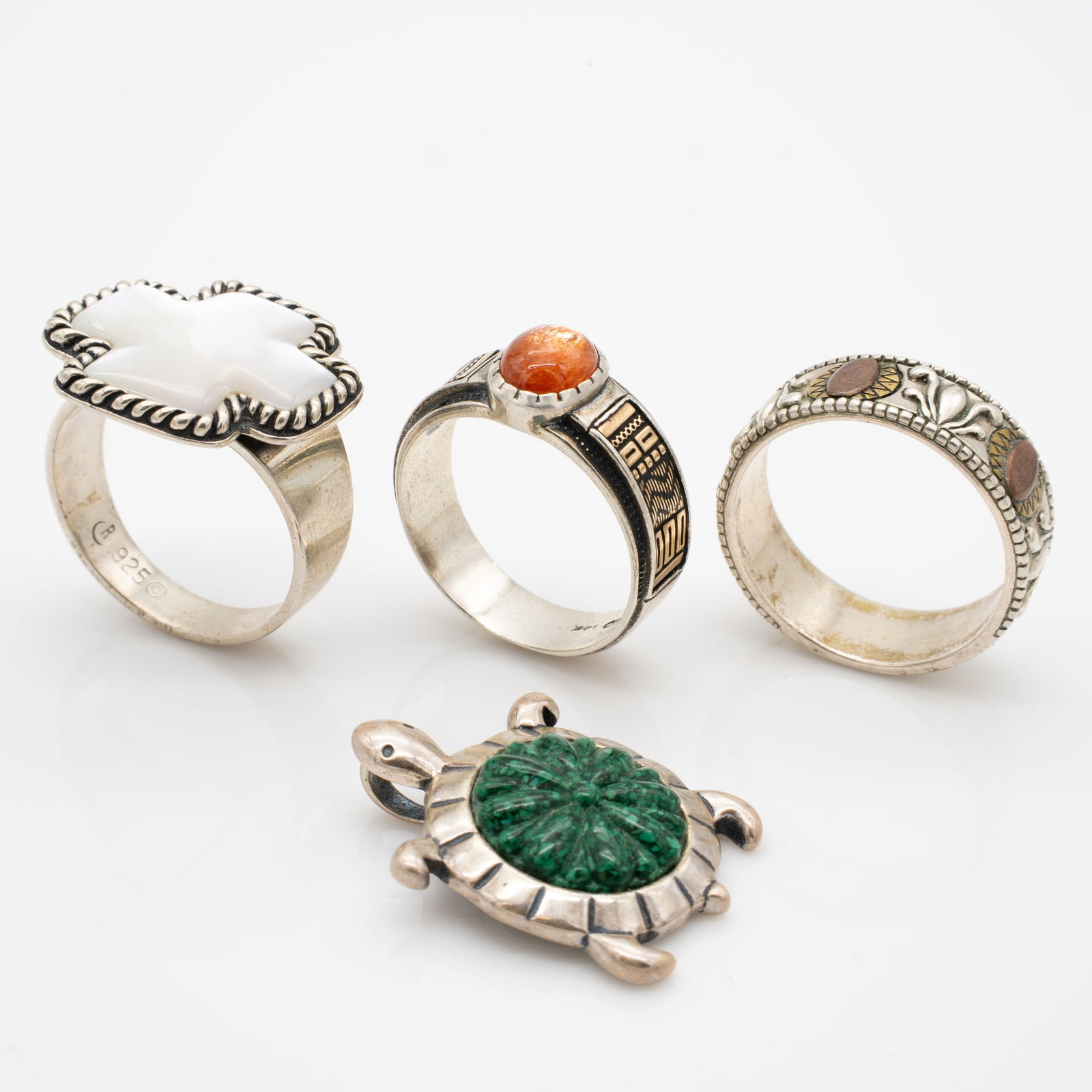 Carolyn Pollock Relios, Sterling Silver Rings and Brooch incl Roderick Tenorio Oregon Sunstone Ring (1 of 3)