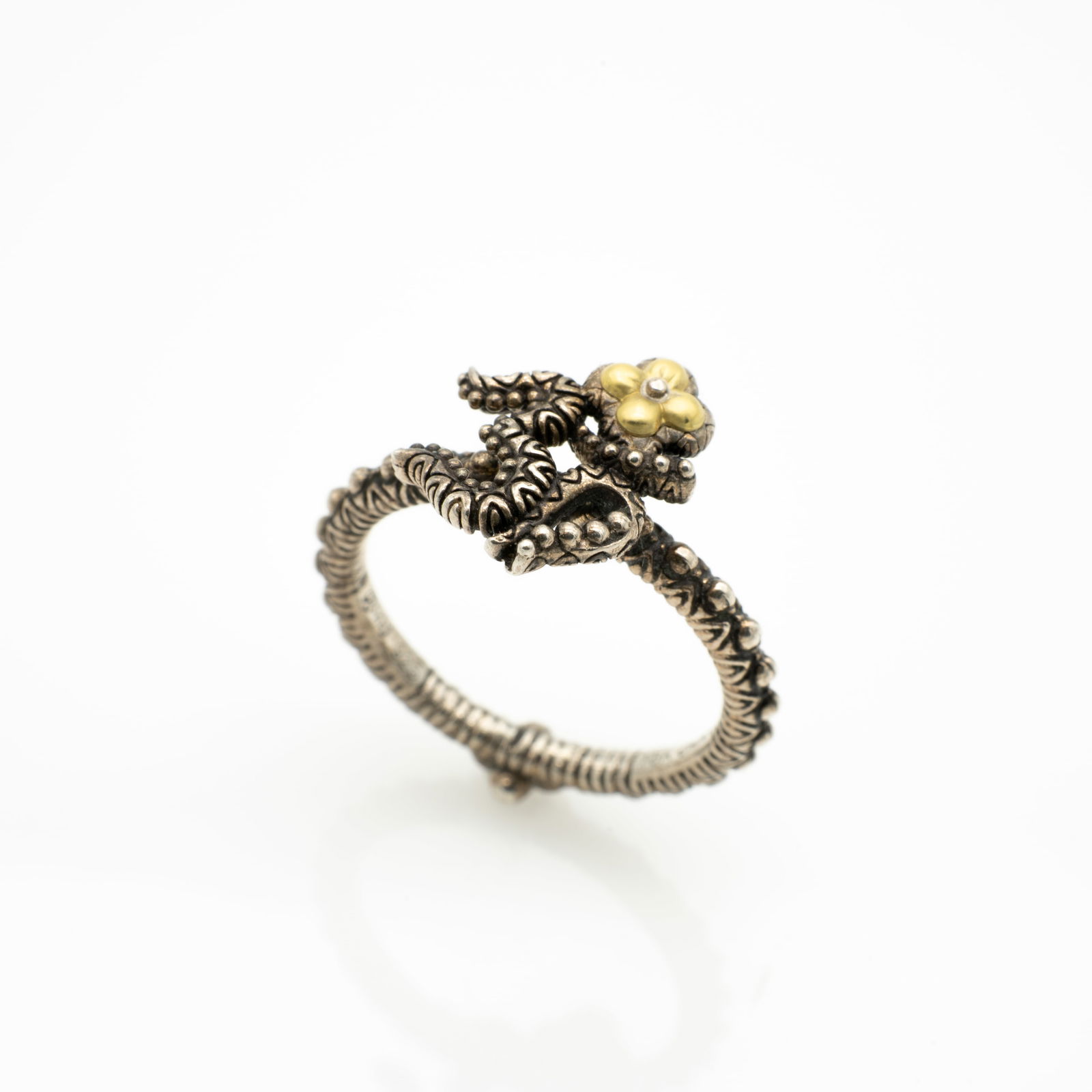 Barbara Bixby, Contemporary, 925, 18k Gold, Om Ring, Size 9 (1 of 4)