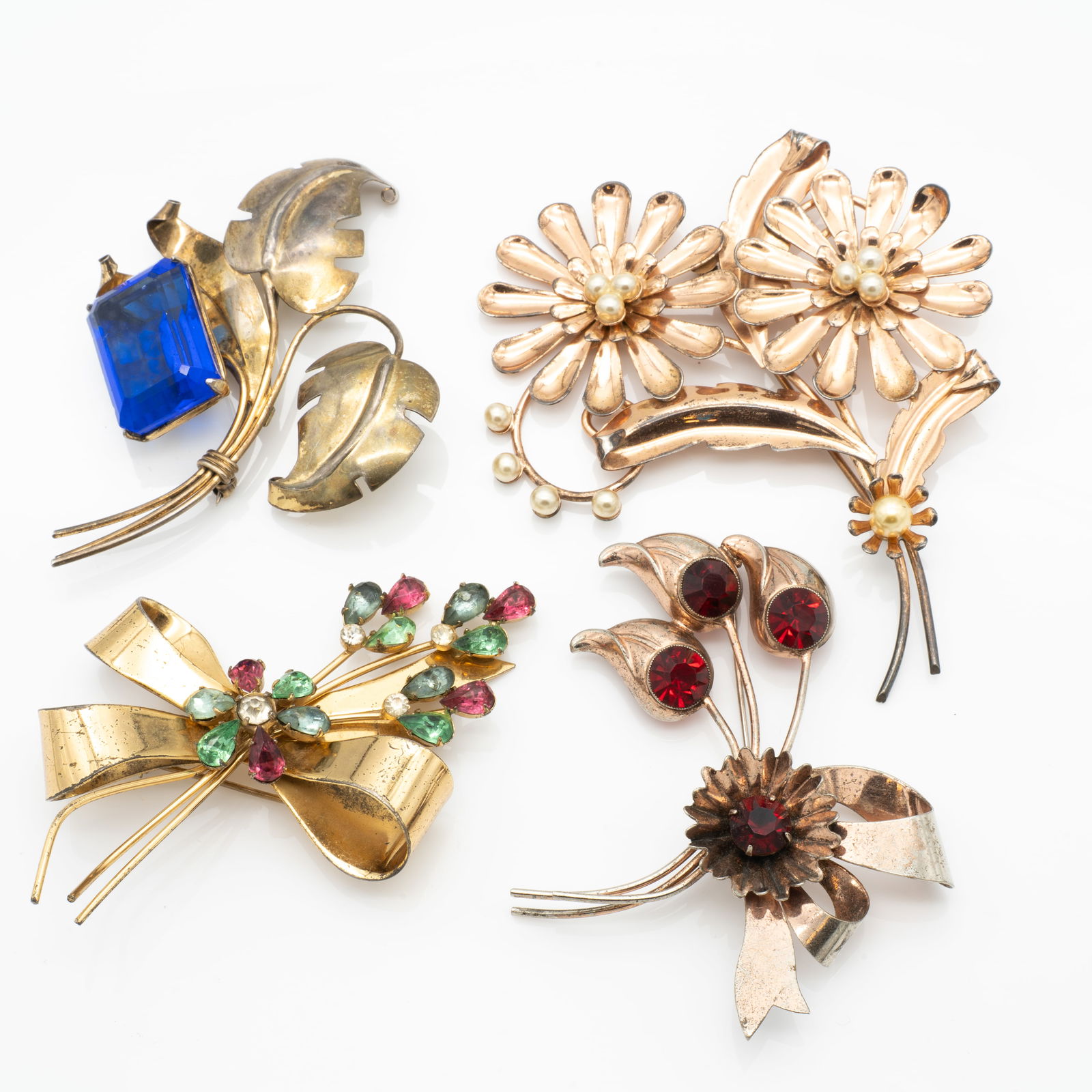 Retro Mid Century Vintage Large Jewelled Sterling Silver Brooches (1 of 9)