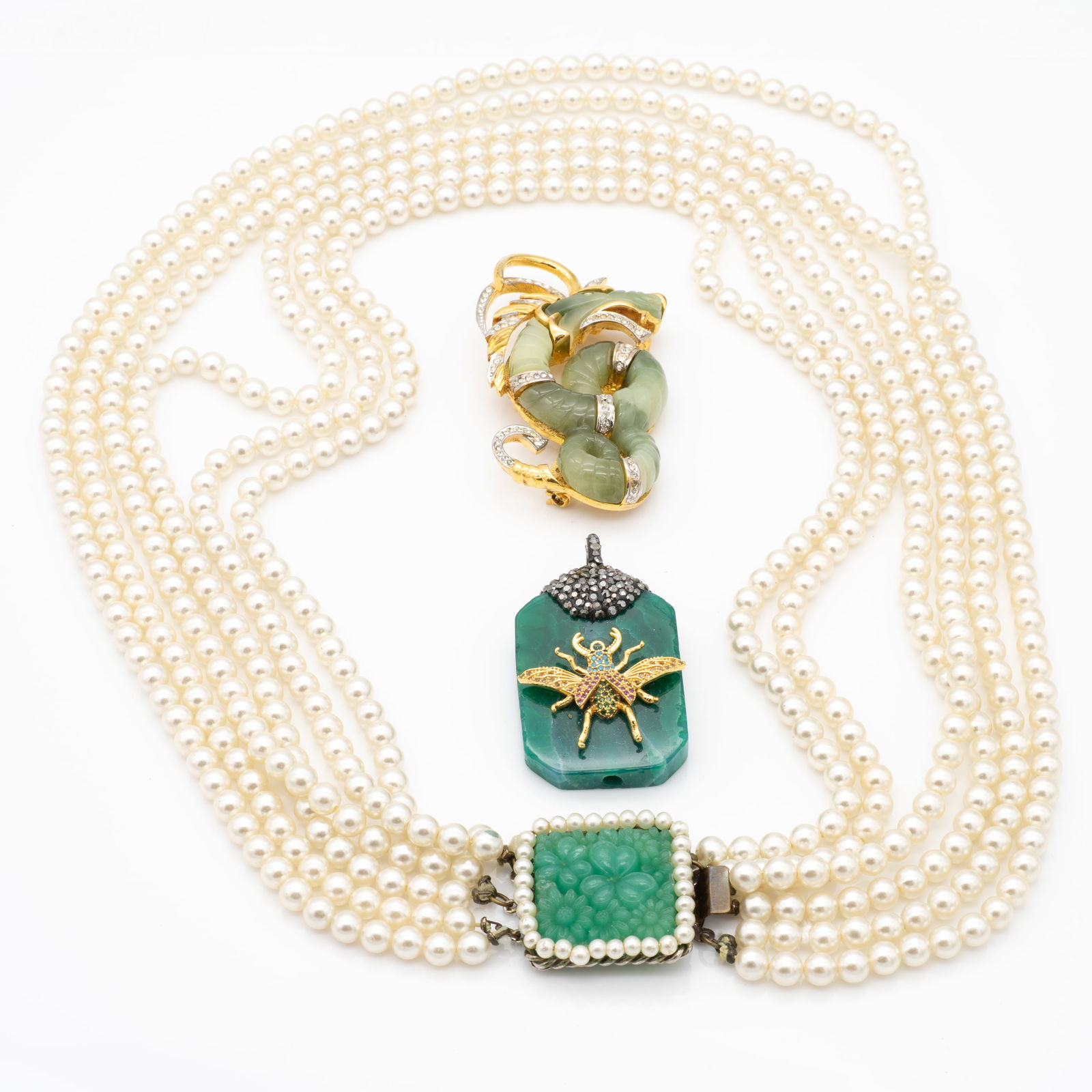 Group of Vintage Brooches and Pearl Torsade Necklace (1 of 13)