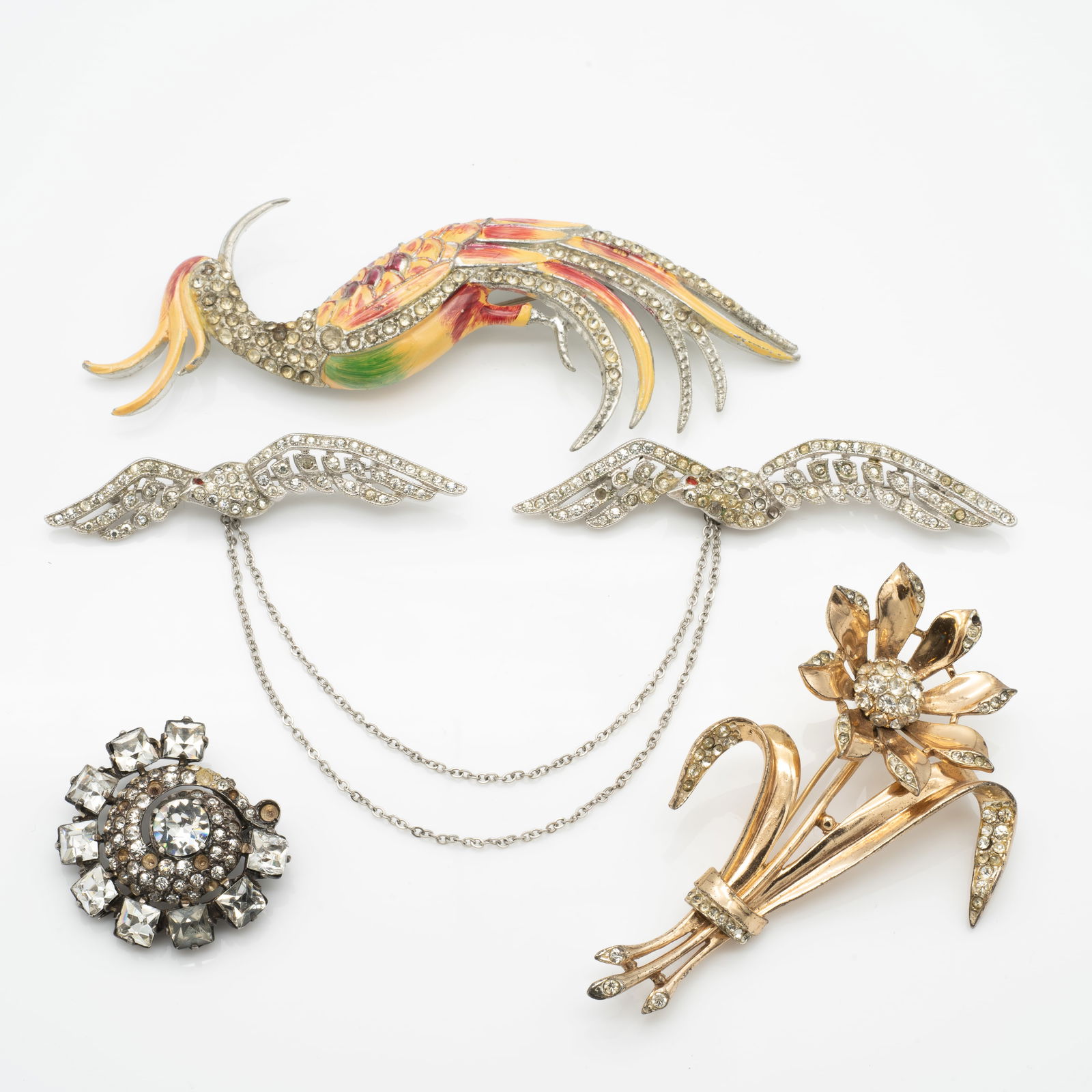 Mid-Century Brooches and Sweater Pins, Retro Sterling Silver Eisenberg and Large Bird of Paradise (1 of 9)