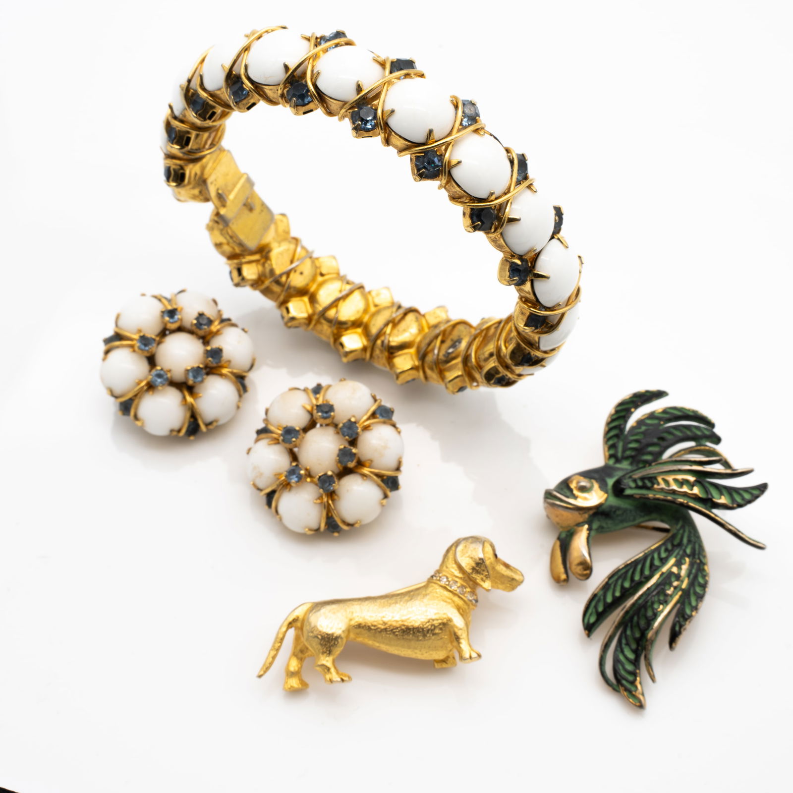 Vintage Hattie Carnegie Jewelry, Brooches, Earrings and Bangle (1 of 7)