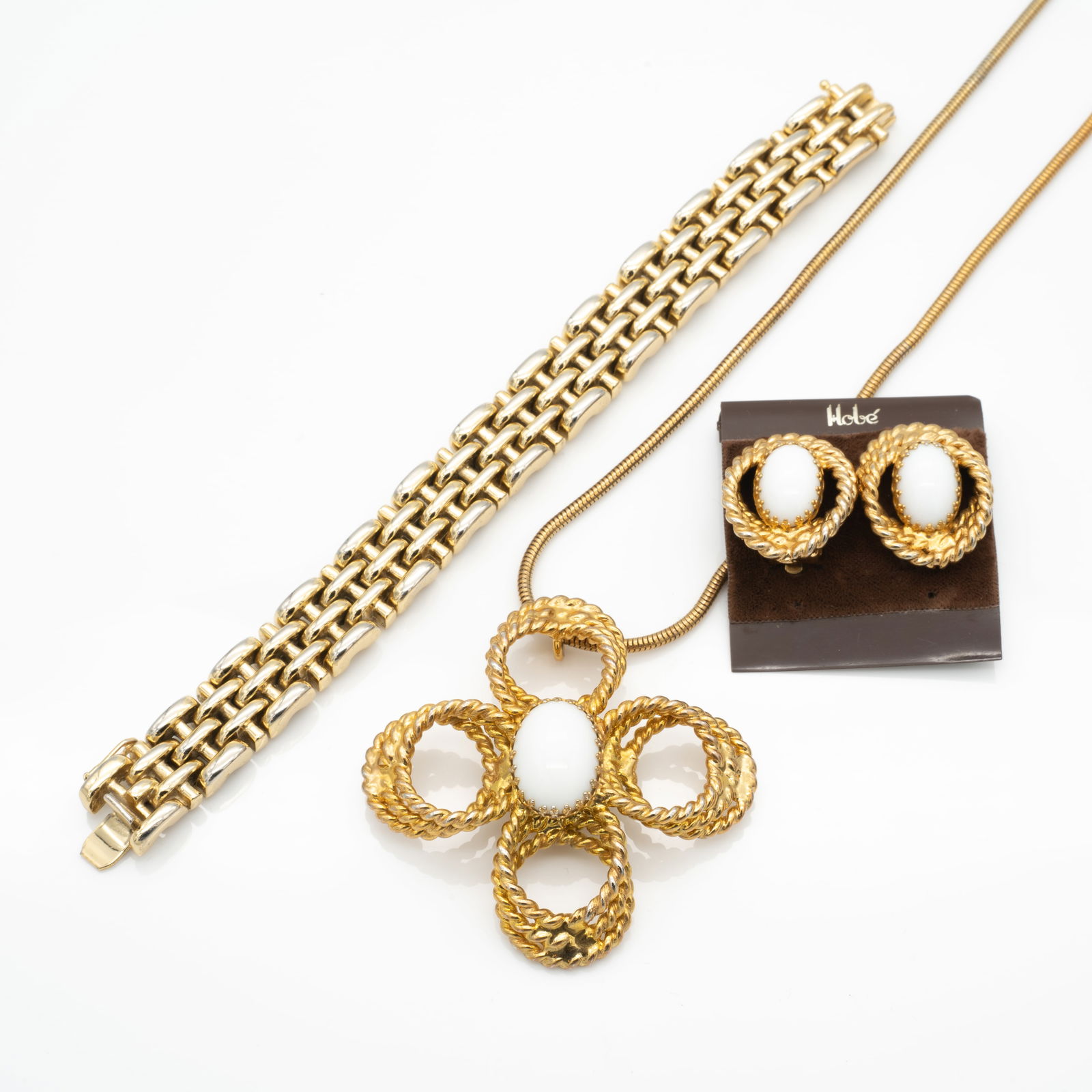 Mid-Century Vintage Jewelry, NOS Hobe Earring and Necklace Set, and Ciner Bracelet (1 of 7)