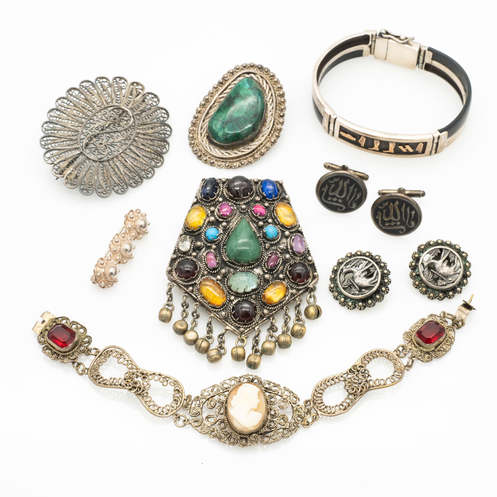 Group Vintage and Antique Filigree and Ethnographic Jewelry Silver SP (1 of 11)