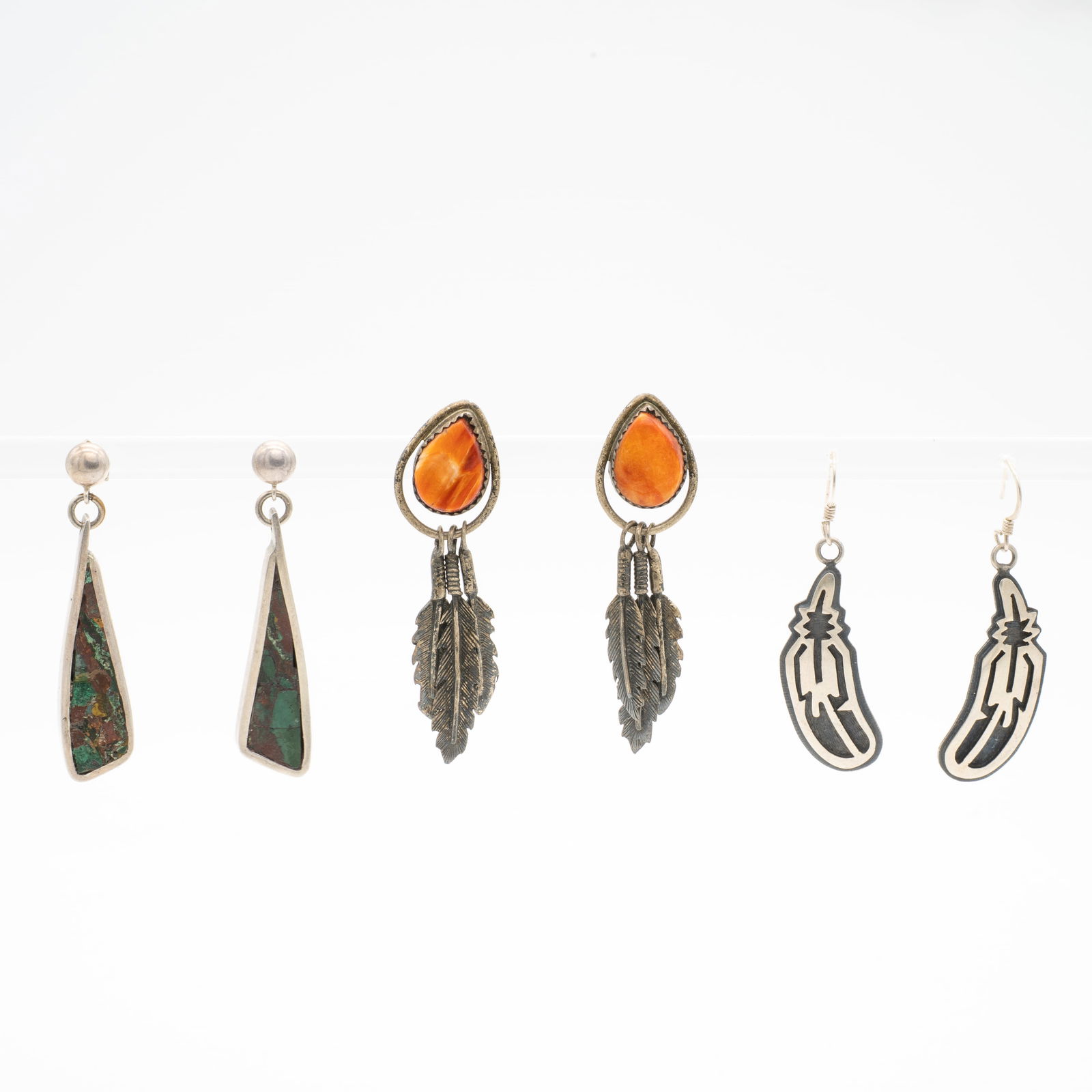 Lot of 3 Southwest Silver Pairs of Earrings incl Elgene Sehongva Hopi (1 of 7)