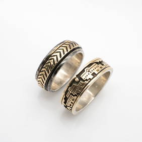 Two 14k Gold and Sterling Silver M.M. Rogers Rings incl Julius Yazzie Story Teller Ring and Yestewa, (1 of 11)