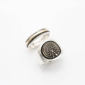 2 14k Gold and Sterling Silver Native American Rings, HMY MM Rogers and Charles Platero Jr (1 of 10)