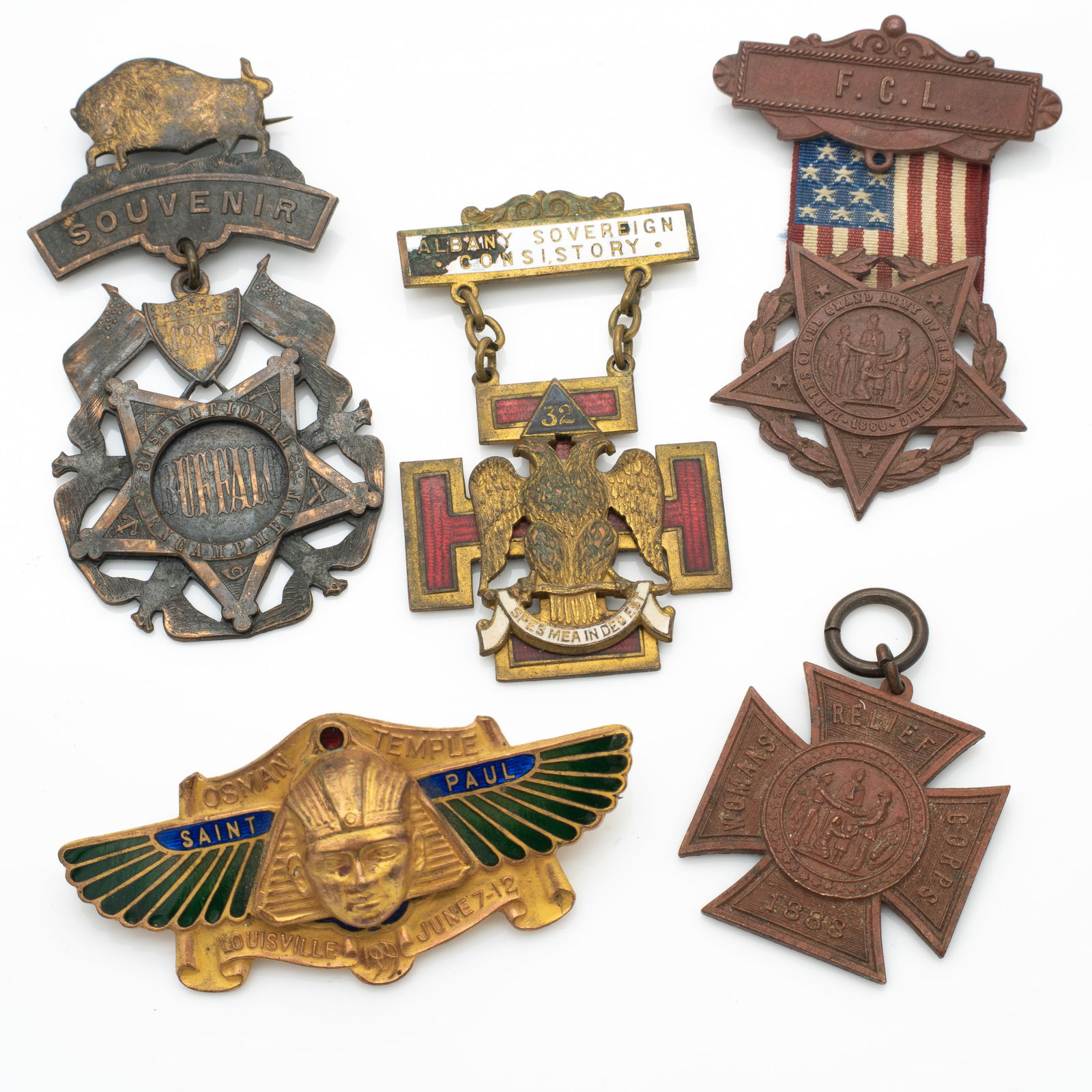 Group Antique Fraternal and Civil war Medals incl GAR COC (1 of 8)