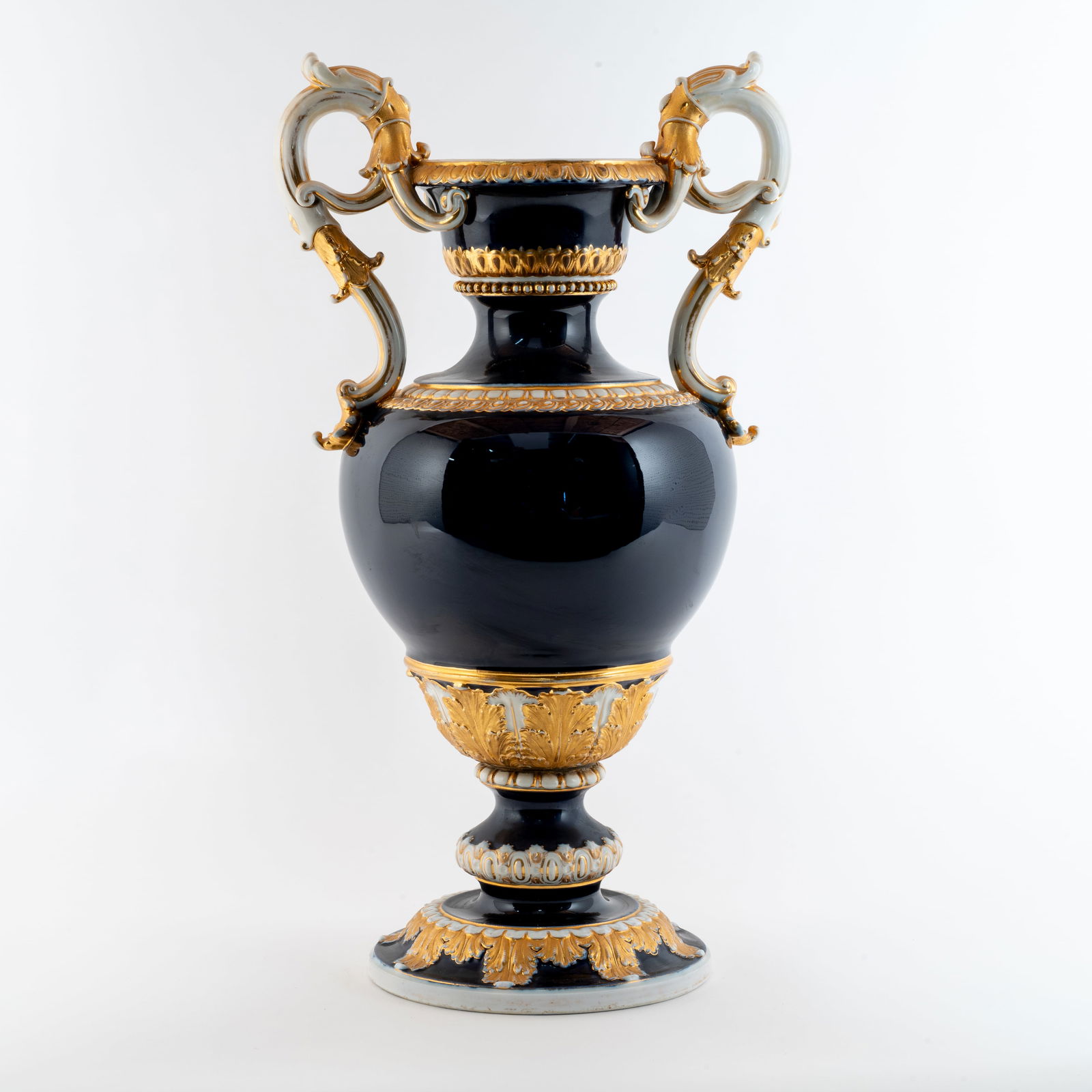Monumental Meissen Cobalt Blue and Gilt Porcelain Urn (1 of 9)