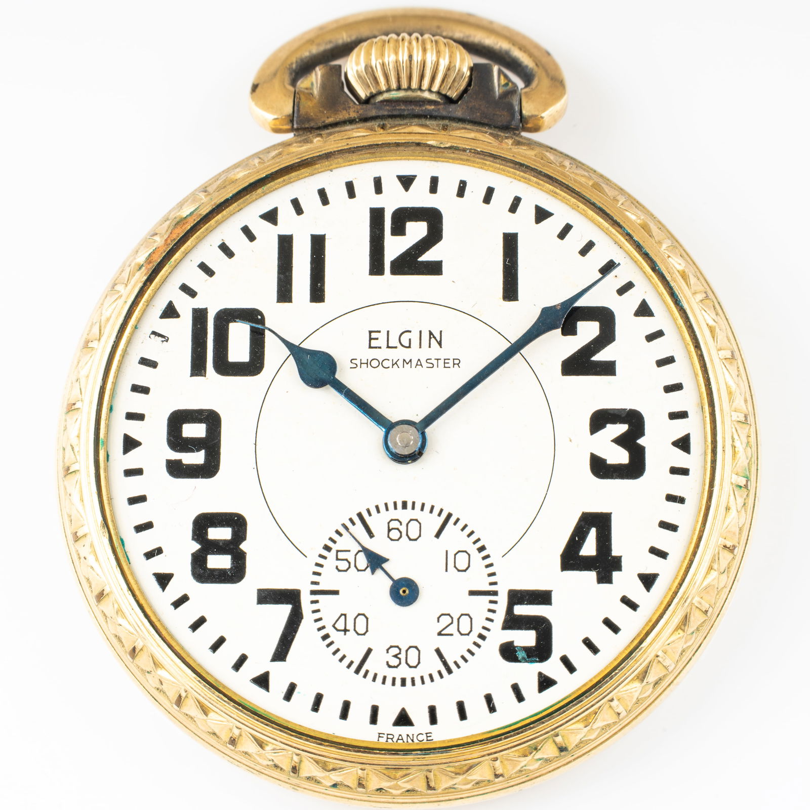 Pocket Watch for Restoration, Elgin Shockmaster RR Dial France (1 of 7)