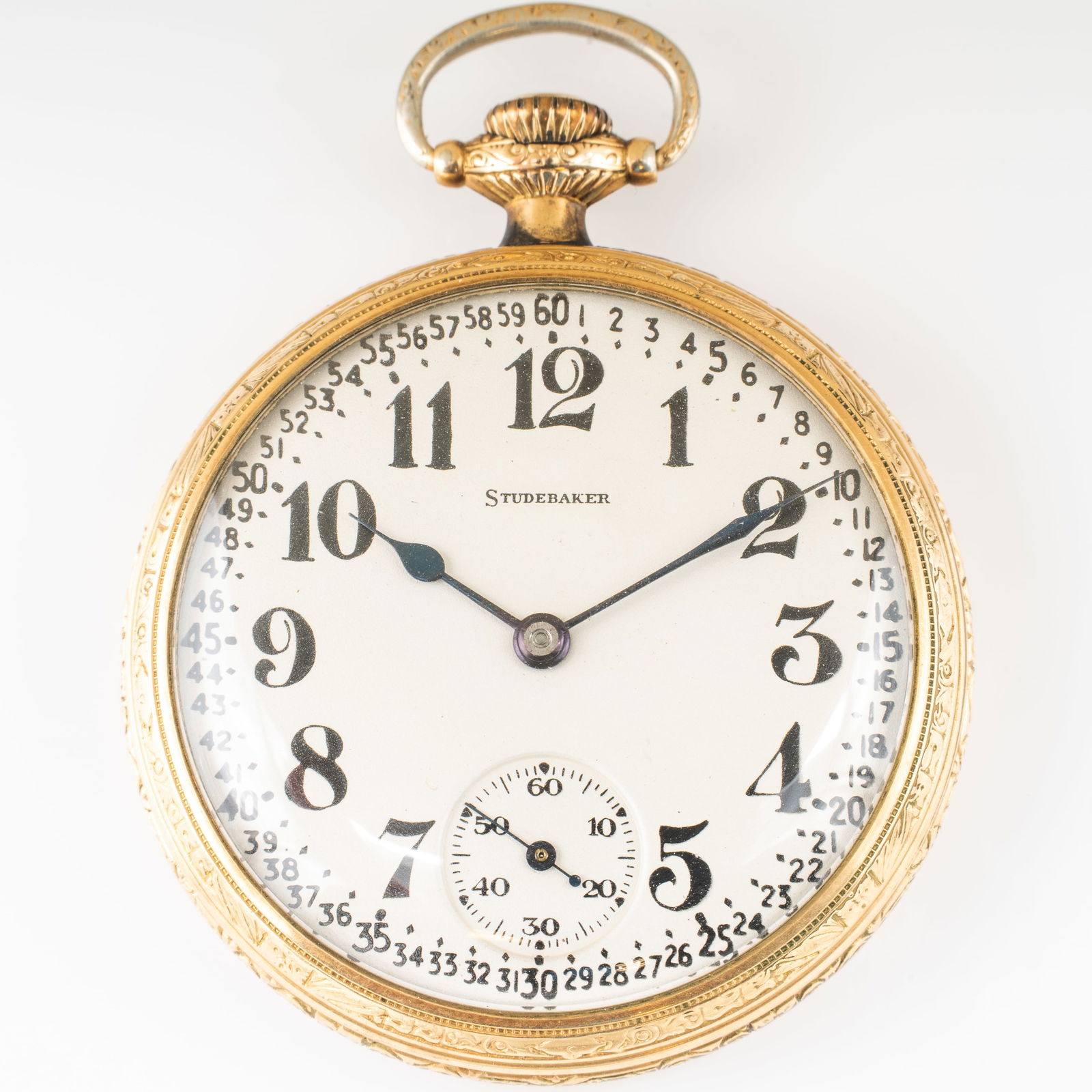 Studebaker South Bend 21J Railroad Pocket Watch Running: Lot 258 Studebaker South Bend 21J Railroad Pocket Watch Running Description: Interior of Case Back Stamped: STAR / WATCH / CASE / COMPANY / 10KT.GOLD FILLED / 7807136 Movement Stamped: -8- / ADJUSTM'T