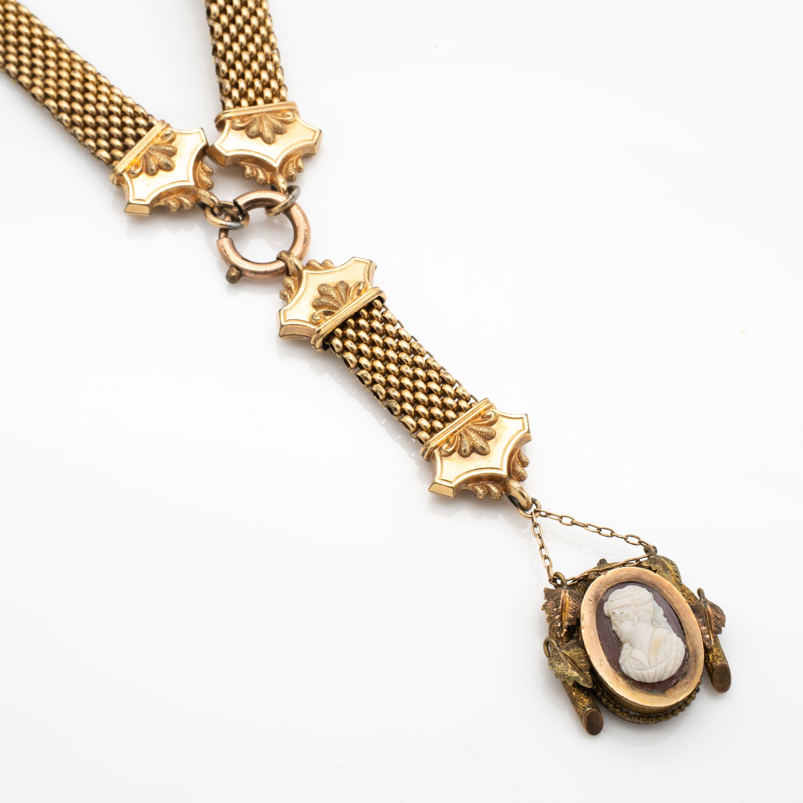 Antique Victorian Hardstone Cameo Gold GF Pendant Necklace Renaissance Revival (1 of 3)