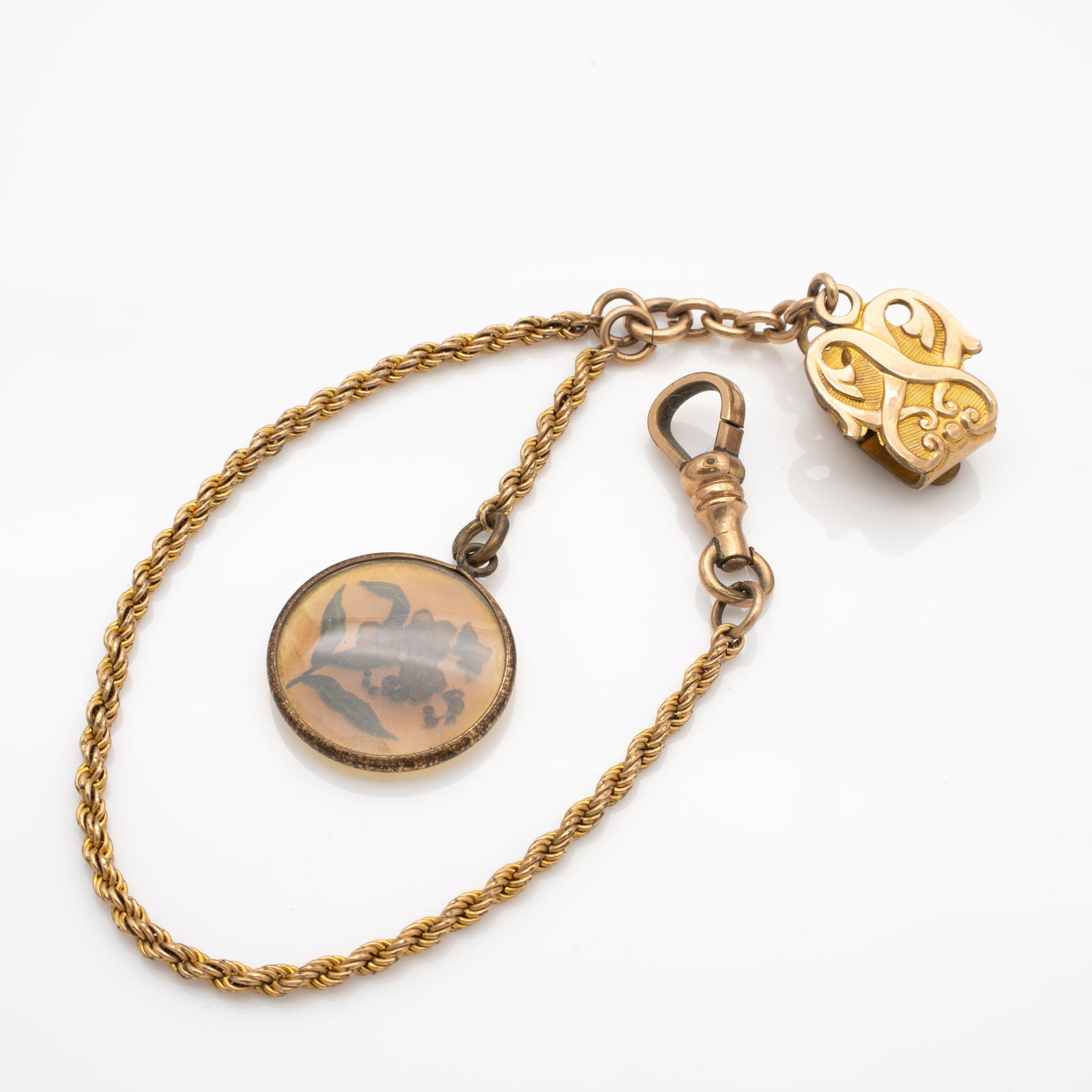 Group of 3 Antique Gold GF Ornate Watch Chains and Fobs (1 of 6)