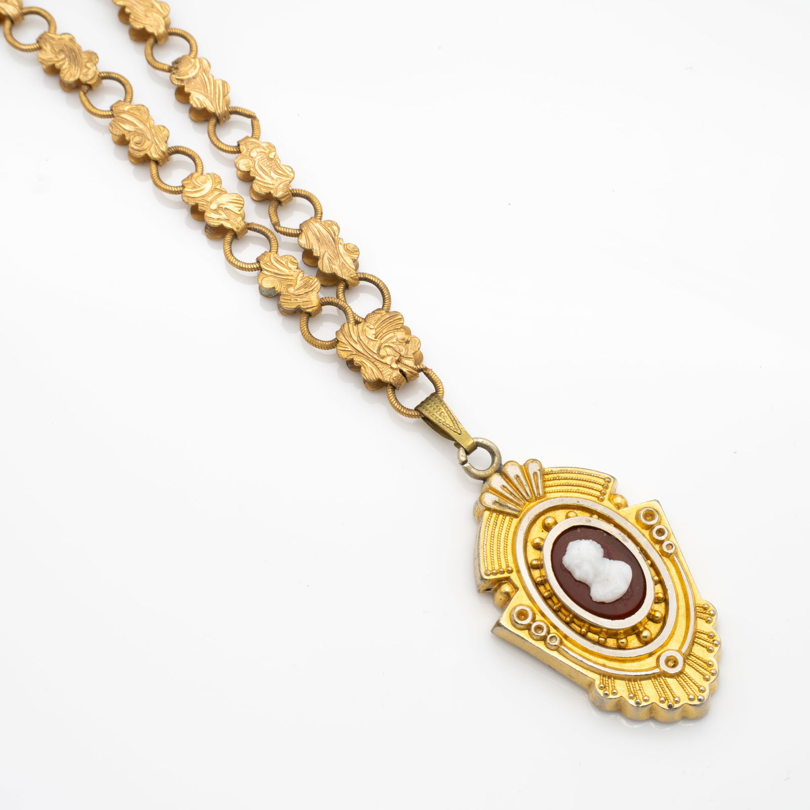 Antique Victorian Cameo and Hair lock Gold GF Pendant Locket Necklace Renaissance Revival (1 of 6)