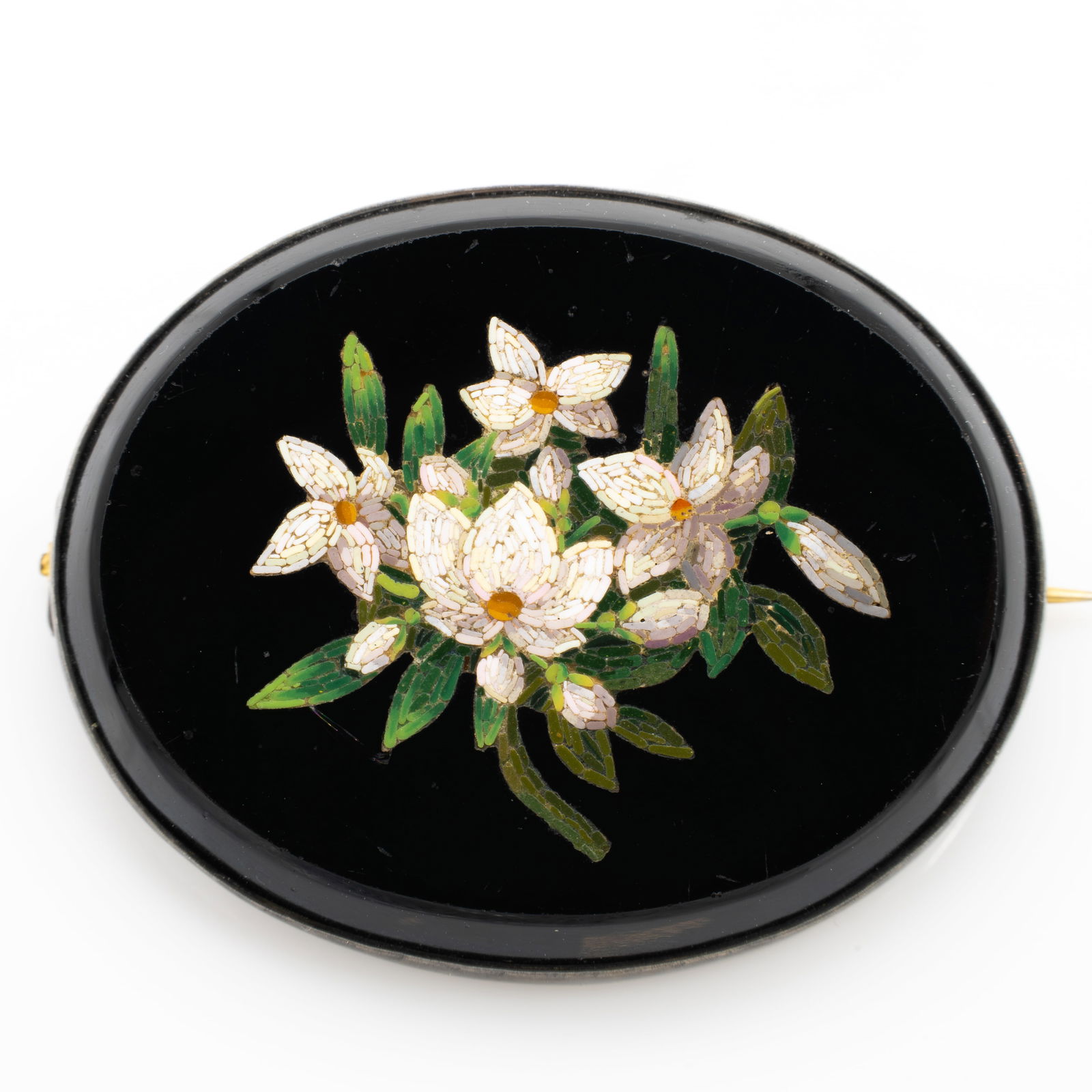 Antique Bouquet Micro Mosaic Silver Brooch (1 of 4)