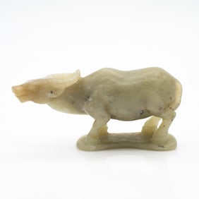 Carved Chinese Jade Water Buffalo Figure