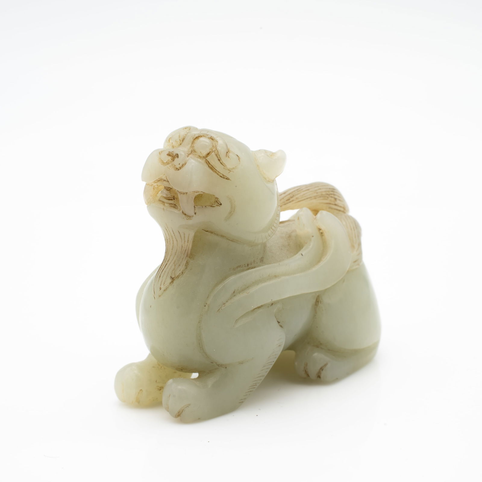 Carved Chinese Jade Figure of a Mythical Beast with Upturned Head (1 of 8)