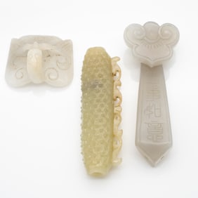 Lot of Three Chinese Carved Jade Ornaments