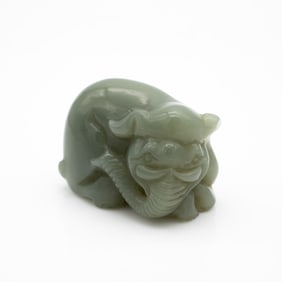 Carved Chinese Jade Figure of a Recumbent Elephant