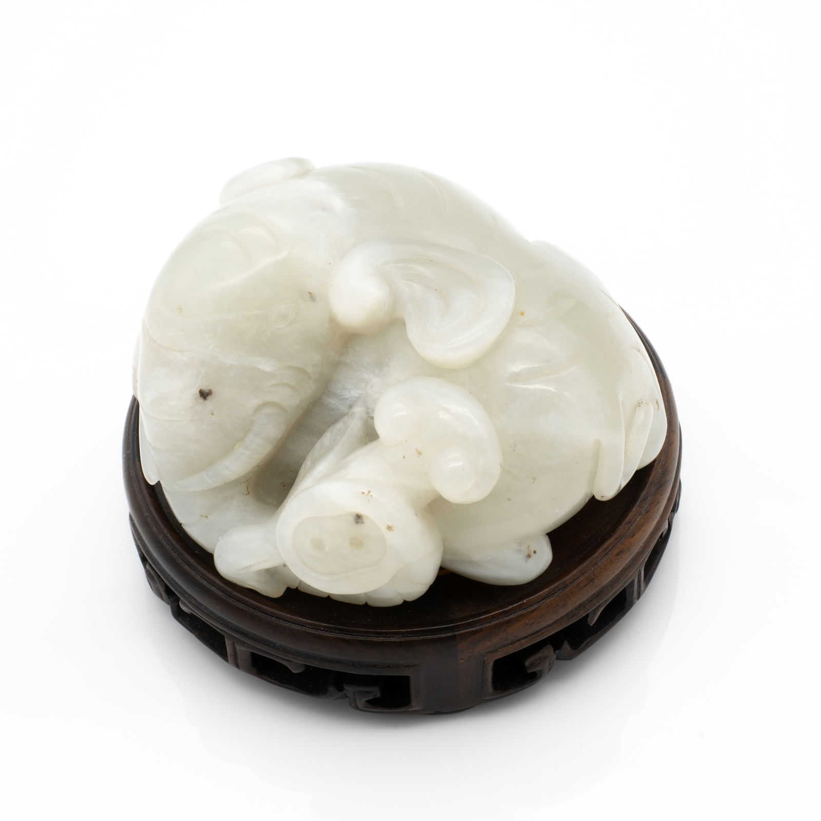 Carved Chinese Jade Group of an Elephant with Lingzhi Fungus (1 of 11)