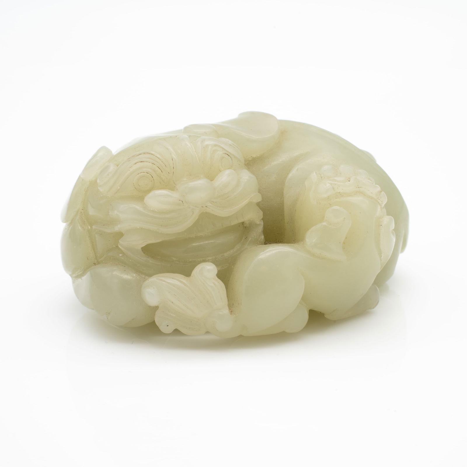 Chinese Carved Jade Group of a Reclining Lioness with Cub (1 of 7)