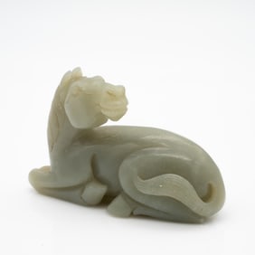 Carved Chinese Jade Figure of a Recumbent Horse