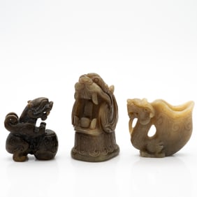 Group of Three Chinese Archaistic Hardstone Carvings